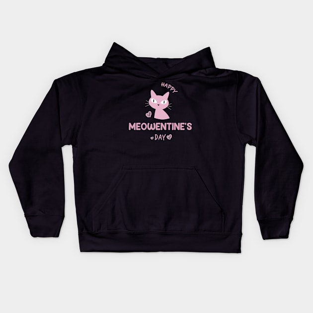 Meowentines - Valentine Cat Kids Hoodie by xalauras studio